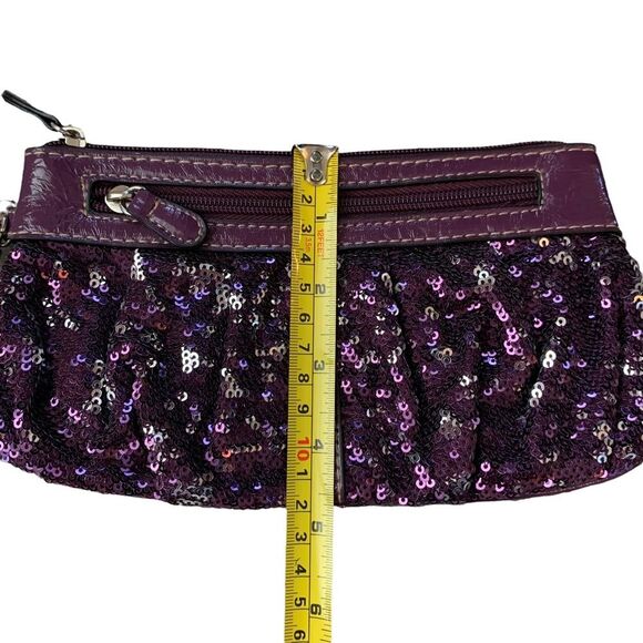 Lane Bryant Purple Sequin Wristlet Zip Closure Clutch with Keychain - Picture 7 of 7